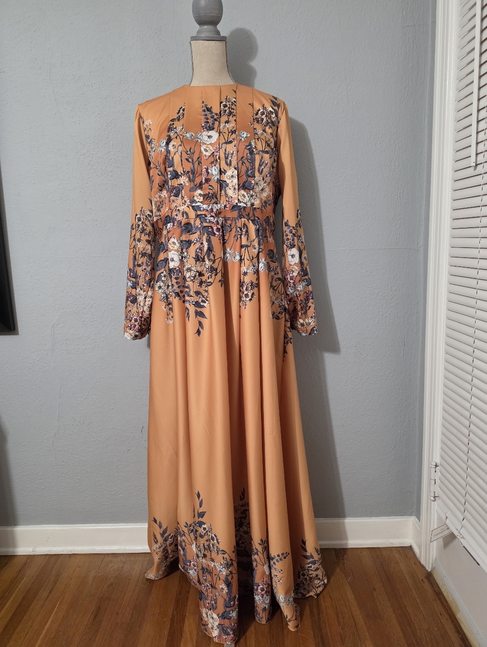 Annahhariri Orange Satin Floral Maxi Dress NWT Size 16